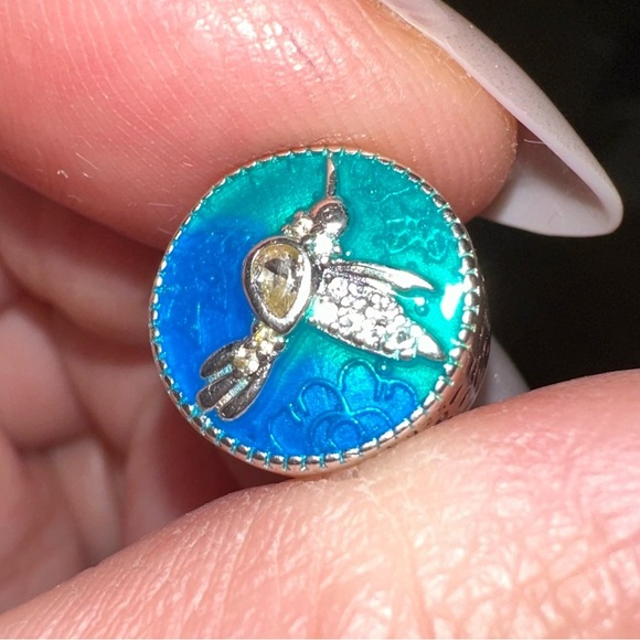Hummingbird sterling silver slide charm fits all Pandora bracelets - Picture 4 of 4